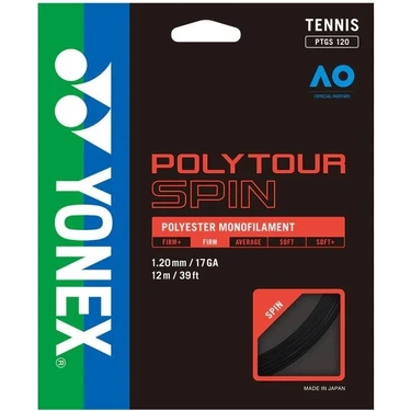 Yonex Poly Tour Spin 1.20 / 12M Siyah Tenis