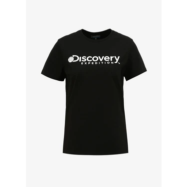 Discovery Expedition Siyah Kadın Bisiklet Yaka T-Shirt