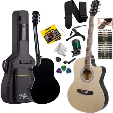 Midex XC-200NT Kesik Kasa Profesyonel Akustik Gitar 4/4 Yetişkin Üst Segment (Gigbag Çanta Tuner