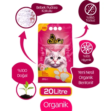 Cats Go Bebek Pudralı Premium Kedi Kumu 20 Lt Dev