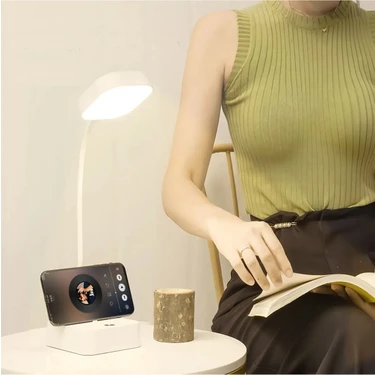 Mj Tech Yeşil Şarjlı Masa Lambası Dokunmatik 20 LED Kademeli Çalışma Okuma Işığı Flexible Masa