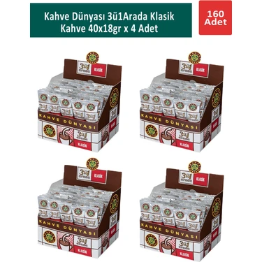 Kahve Dünyası 3ü1 Arada Klasik Kahve 40 x 18 gr x 4