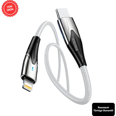 Rosstech Usb-C To Lightning 20W LED Işıklı Hızlı Şarj Kablosu (Rosstech Türkiye