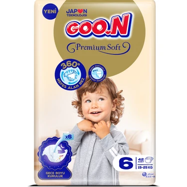 Goo.N Premium Soft 6 Numara Süper Yumuşak Bant Bebek Bezi - 42