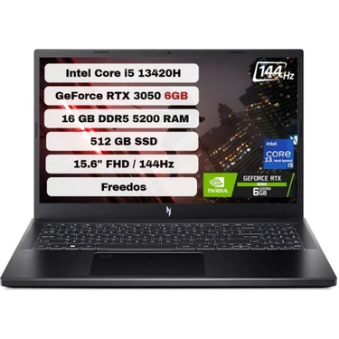 Acer Nitro V NH.QNCEY.00116 Intel Core I5 13420H 16GB 512GB SSD RTX3050 Freedos 15.6'' Fhd