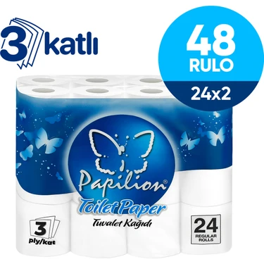 Papilion Extra-Soft 3 Katlı Tuvalet Kağıdı 24X2 - 48