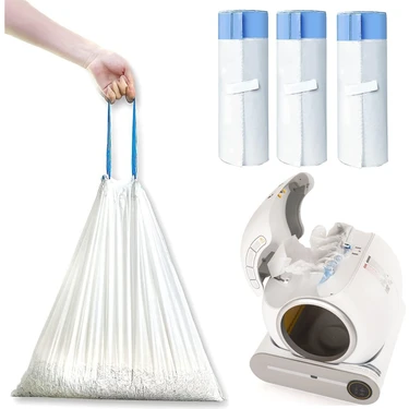 Haustier Otomatik Kedi Tuvaleti Büzgülü Çöp Poşeti 45 Adet (3X15 Adet, 50MM x