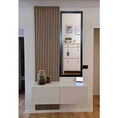 Mirrorss Siyah Ahşap Çerçeveli 130 x 45 cm Dikdörtgen Boy Ayna – Hol ve Antre Dekorasyonu için
