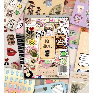 Giftmoda Vintage My Dıy Sticker Book 24 x 17 cm 16 Sayfa Özel Tasarım Rengarenk Sticker