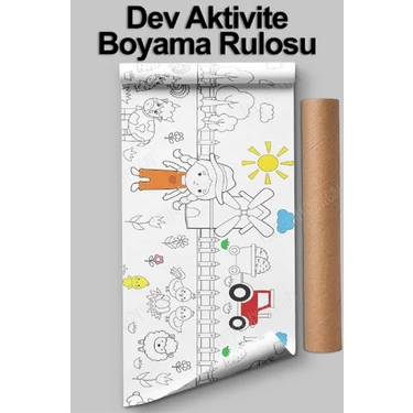 Melolisa Çiftlik Temalı Dev Boy Boyama Kağıdı - Farm Kids Coloring Roll - Jumbo Painting Paper Roll