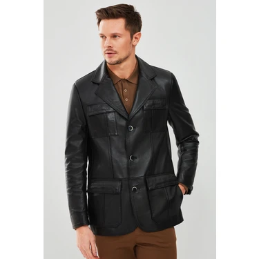 Derimod Kevin Erkek Siyah Blazer Deri