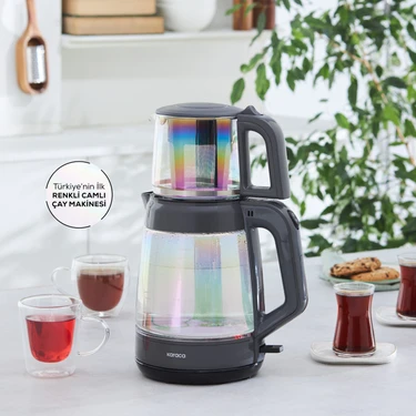 Karaca Glass Tea XL 35 Bardak Renkli Camlı Çay Makinesi