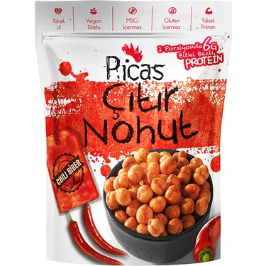 Picas Çıtır Nohut Chili Biber Aromalı 150 gr Vegan Dostu Yüksek Lifli