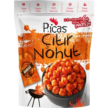 Picas Barbekü Çıtır Nohut 150 gr Vegan Dostu Yüksek Lifli Atıştırmalık Türkiye