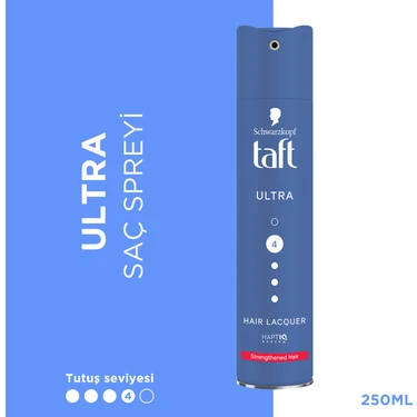 Taft Ultra Saç Spreyi 250 ml 24 Saat Kalıcı Tutuş Sağlayan Dayanıklı