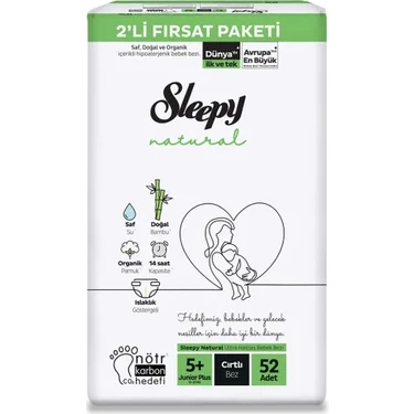 Sleepy Bebek Bezi Natural 5+ Beden Junior 13-20 kg 52'li Fırsat