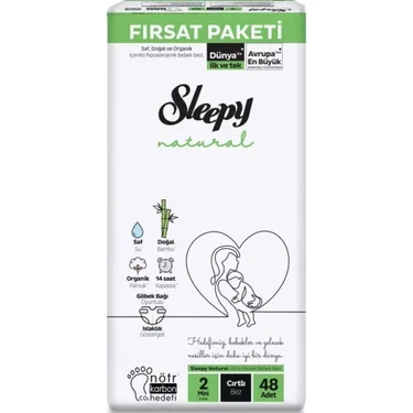 Sleepy Bebek Bezi Natural 2 Beden Mini 3-6 kg 48'li Fırsat