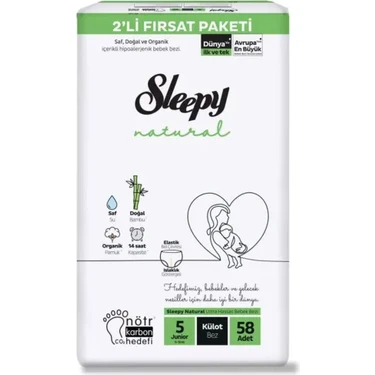 Sleepy Natural Külot Bebek Bezi 5 Beden Junior 58'li Fırsat