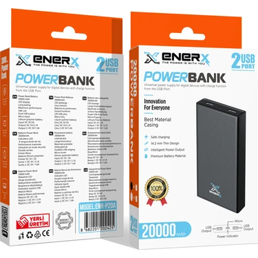 Enerx Powerbank 20000 Mah 1.0 Amper Beyaz