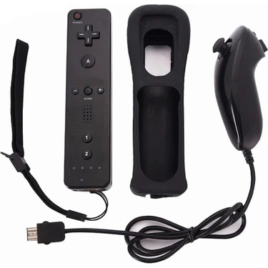 Papajack Siyah-Kablosuz Gamepad Uzaktan Kumanda + Nunchuck 2 In 1 Nintendo Wii Denetleyici Joystick