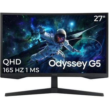 Samsung 27" Odyssey G5 G55C LS27CG552EUXUF 1ms 165Hz (Hdmı+Dp) Qhd Curved Gaming