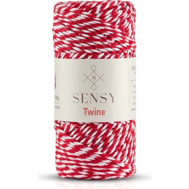 Sensy Premium 100 Metre 100 G Kırmızı Beyaz Paket Ip Hediye Paketleme Ipi Marteniçka Ipi Twine