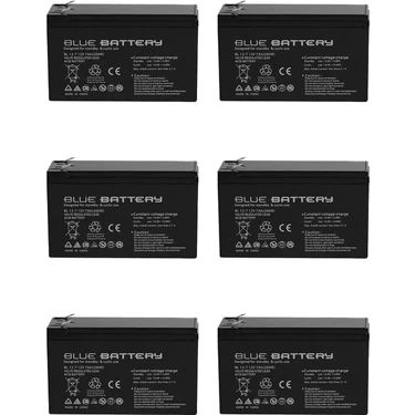 Blue Battery 6 Adet Blue Battery 12V 7AH Bakımsız Kuru Akü 2024 Haziran Üretim 12 Volt 7