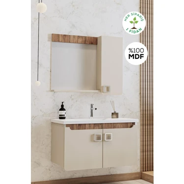 Balneom Banyo Selvi 65 cm Demonte Banyo Dolabı Aynalı Dolaplı Üst Dolap