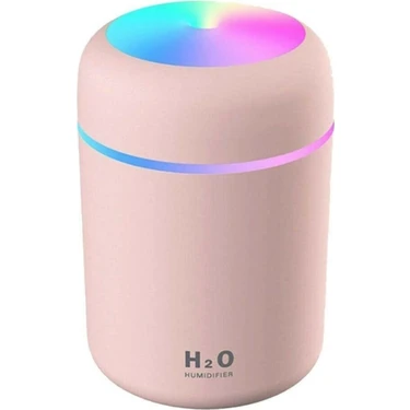 Woodhub Pembe Ulrasonik Hava Nemlendirici Buhar Makinesi 300 ml Hazneli Soğuk Buhar Difüzör - Pembe