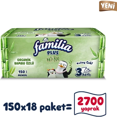 Familia Plus Natural Çek Al Mendil 150LI (18 Paket x 150