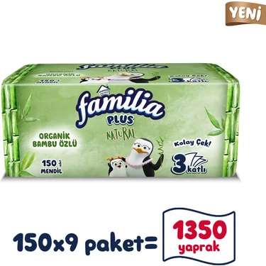 Familia Plus Natural Çek Al Mendil 150LI (9 Paket x 150