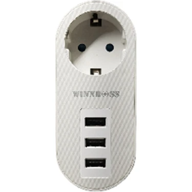 Winnboss Termal Akım Korumalı 3 Adet USB 2.1A Şarj Çıkışlı 10A 2500W
