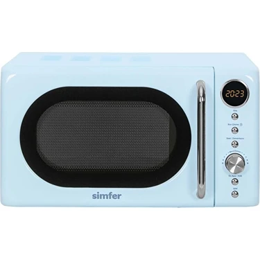 Simfer SK-4606 Retro Mavi Mikrodalga Fırın 20 lt Kapasite 700 W Dijital Kontrol