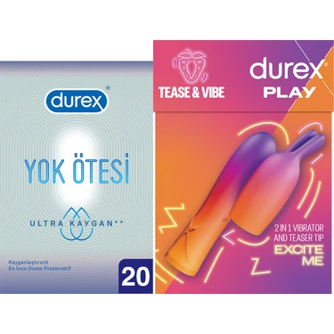 Durex 2'si 1 Arada Vibrator ve Uyarıcı Başlık + Durex Yok Ötesi Ultra Kaygan Prezervatif