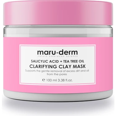 Maru.derm 100 ml Salisilik Asit + Çay Ağacı Yağı Kil Maskesi Tüm Cilt Tipleri İçin Siyah Nokta