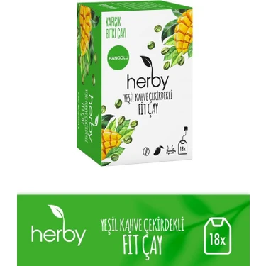 Herby 18 Adet Yeşil Kahve Çekirdekli Fit Çay Doğal ve Katkısız Limon Kabuğu ile