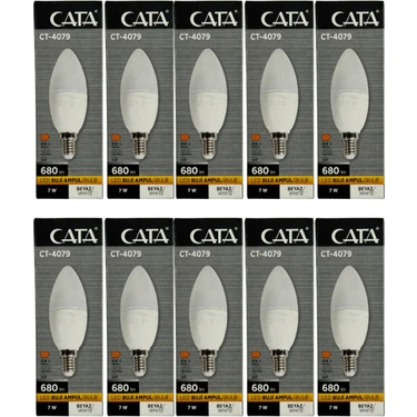 Cata CT-4079 7W 6400K Beyaz Işık E14 Duylu LED Ampul (10 Adet) Enerji Tasarruflu