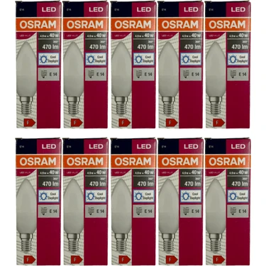 Osram 4,9W (40W) 6400K (Beyaz Işık) E14 Duylu LED Ampul (10