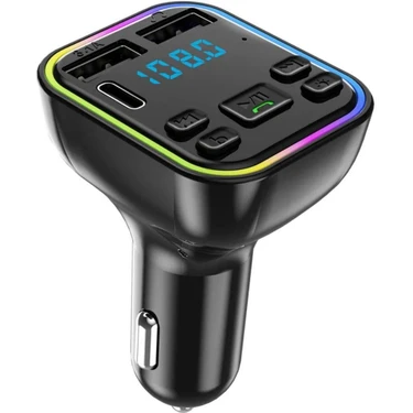 Mi7a Araç Fm Transmitter Bluetooth USB Mp3 Sd Kart Çakmaklık Girişli 7 Renk LED Işıklı Araç