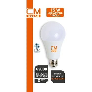 Cmsolar 15W E27 Duy 6500K Beyaz Işık LED Ev