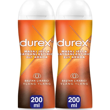 Durex Hassas ve Masaj Jeli 200 ml x 2 – Aromasız, Cilt Dostu, Uzun Etkili Kayganlaştırıcı Jel (2'li