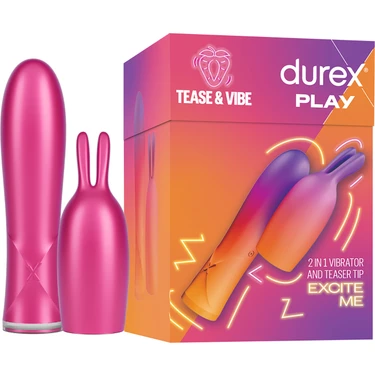 Durex 2’si 1 Arada Vibratör ve Uyarıcı Başlık – Çoklu Titreşim Modu, Su Geçirmez Silikon, Ergonomik