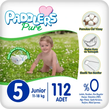 Paddlers Pure Bebek Bezi  5 Numara Junior 112 Adet (11-18 Kg) Ekstra Aylık