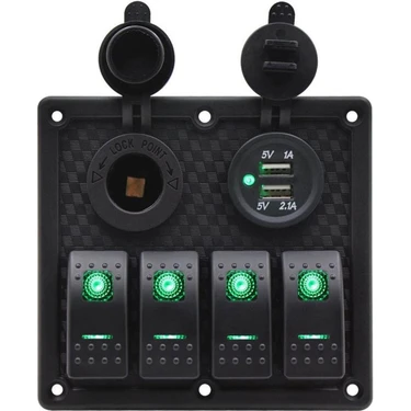 Bfy Switch Panel 4'lü USB +Çakmaklık