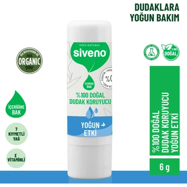 Siveno %100 Doğal Dudak Koruyucu Yoğun Etki Bitkisel Lipbalm Krem Nemlendirici Parlatıcı Onarıcı 6