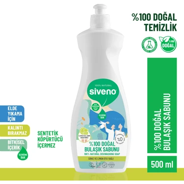 Siveno %100 Doğal Bulaşık Sabunu Bitkisel Elde Bulaşık Sabunu Nemlendirici Vegan 500
