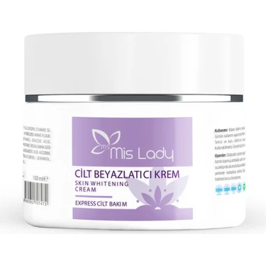 Miss Lady Mis Lady Cilt Beyazlatıcı Krem 100 ml Tüm Cilt Tipleri İçin Kararma Karşıtı Etki