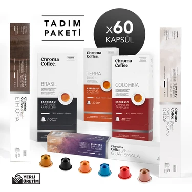 Chroma Coffee Tadım Paketi 60 Adet Nespresso Uyumlu Kapsül