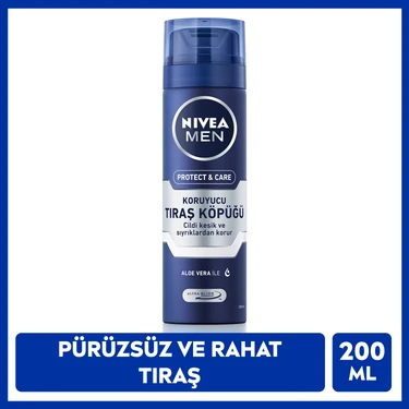 NIVEA Men 200 ml Koruyucu Tıraş Köpüğü Kuru Ciltler İçin Pürüzsüz Tıraş