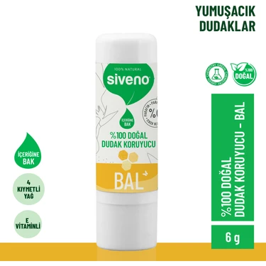 Siveno %100 Doğal Dudak Koruyucu Bal Bitkisel Lipbalm Dudak Kremi Nemlendirici Parlatıcı Onarıcı 6